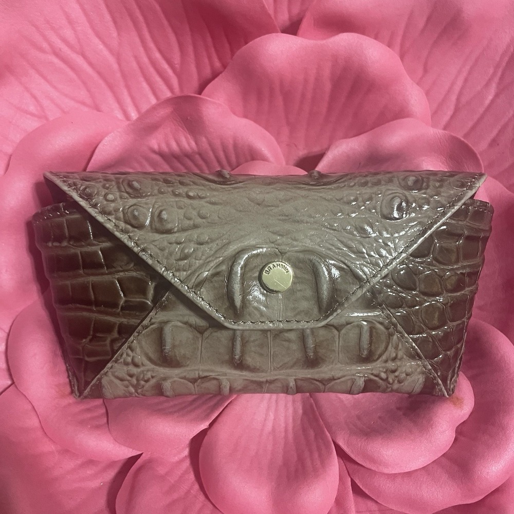 BRAHMIN Croc Embossed Eyeglass Case Sunglasses Holder Leather Snap